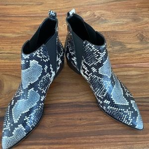Marc Fisher Yale snakeskin booties